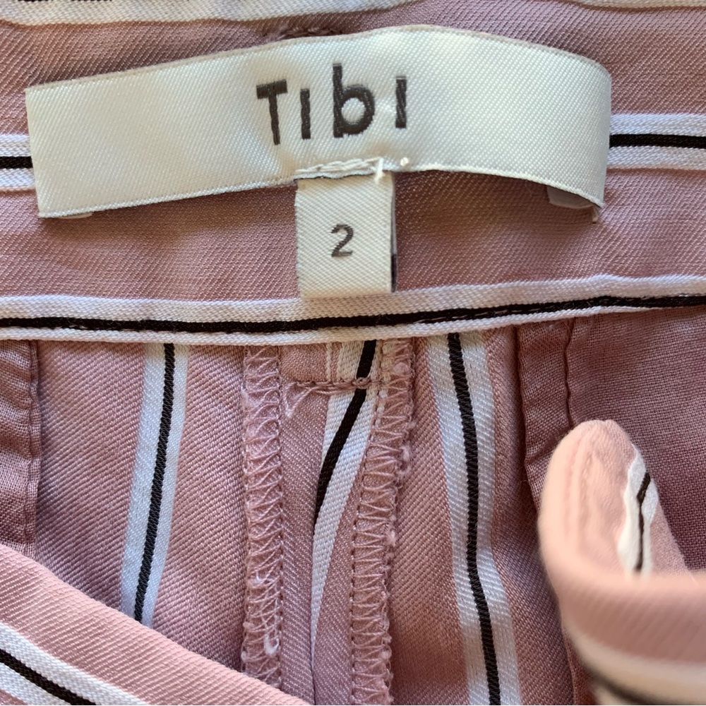 Tibi Striped drawstring gathered Trousers pale pink - Picture 11 of 14